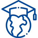 picto de la Terre avec chapeau de diplômé