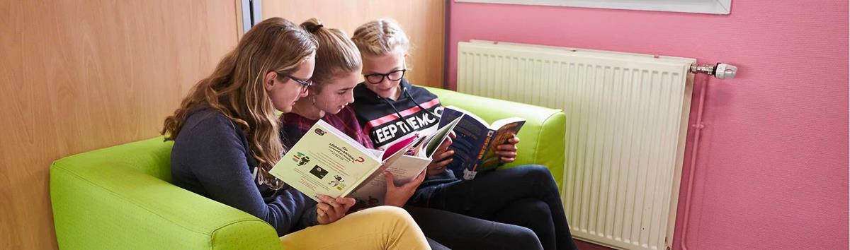 Collégiens en train de lire au CDI